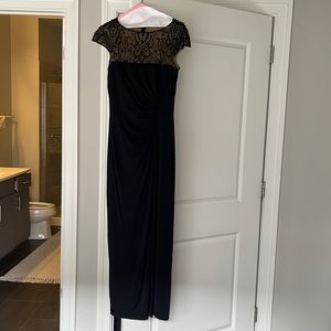 Tasashi Collection Black Tie Gown with Beading